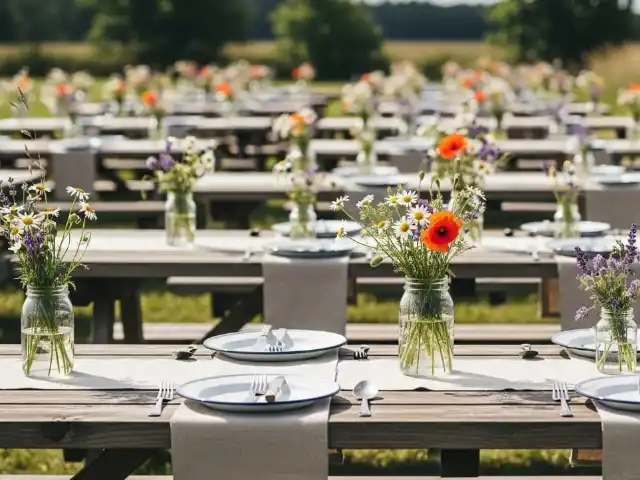 Renta de Mobiliario Picnic para Bodas al Aire Libre