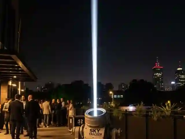 Sky beam 7000W Xenon en festival outdoor